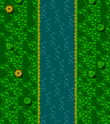Stage 1 map: the Amazon river through the jungle, with AA gun emplacements